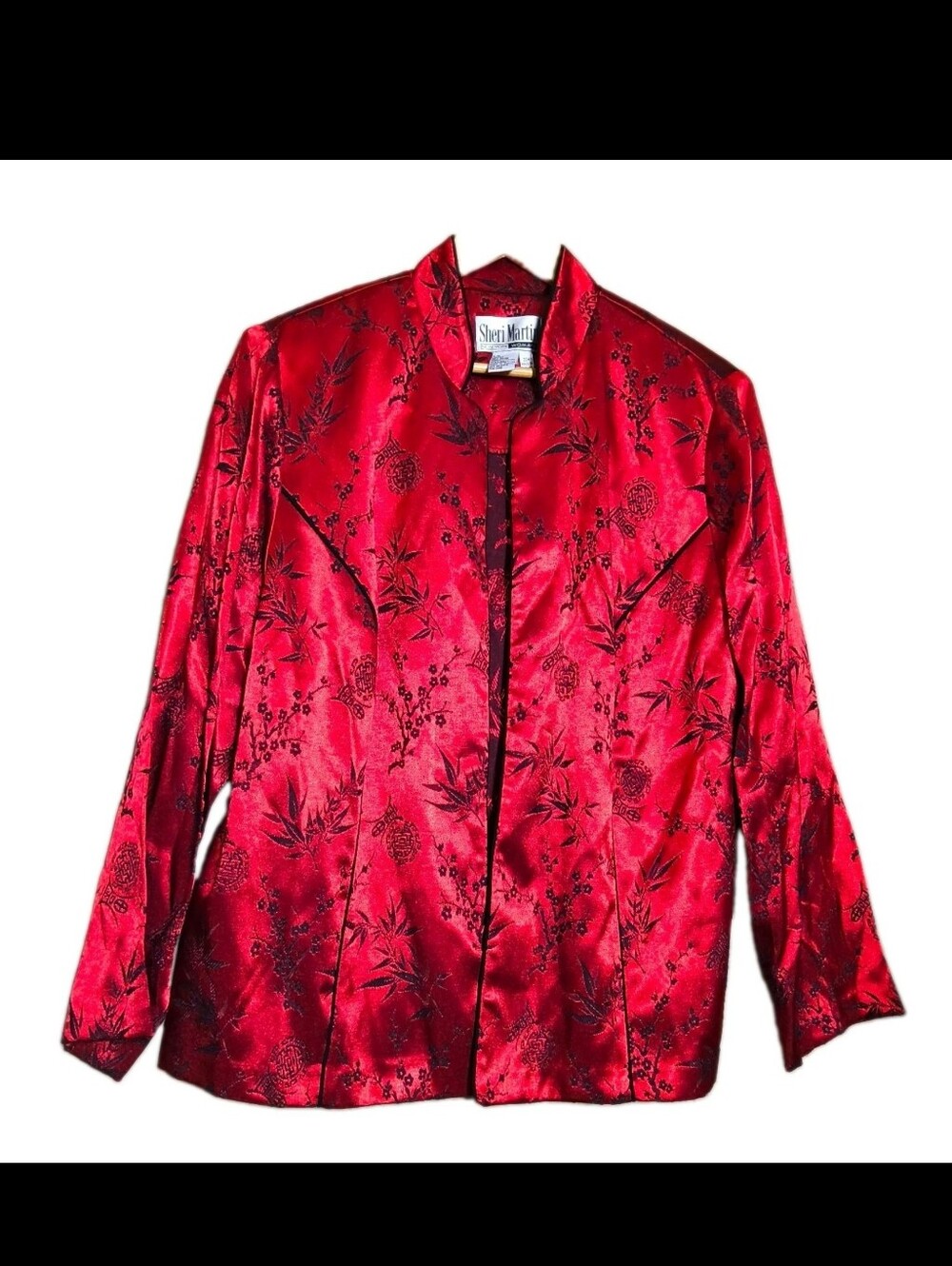 Vintage Sheri Martin Red Asian Brocade Jacket Sz 20W Mandarin Collar NWT